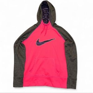 Nike Women’s Large Neon Pink and Charcoal Therma-Fit Hoodie